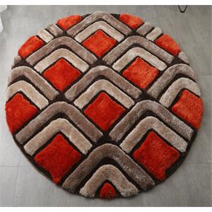 mda home mateos shag orange/brown/cream polyester area rug - 7' x 7' round