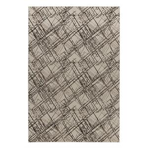 maz collection abstract cream and brown area rug - 10' x 14'