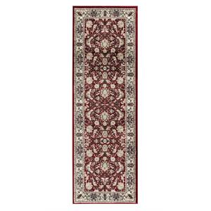 mda home hollywood border area rug in brown/red - 2'8'' x 8'1''