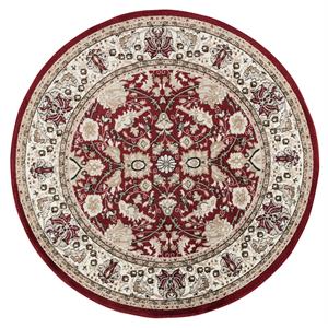 mda home hollywood border traditional area rug in brown/red - 5'2'' round