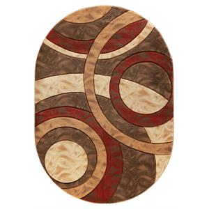 mda home orelsi brown contemporary polypropylene area rug - 5'2'' x 7'5'' oval