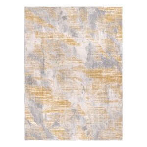 lela collection gold and gray abstract polyester rug - 5'2