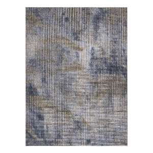lela collection gold/gray/blue abstract polyester rug - 5'2