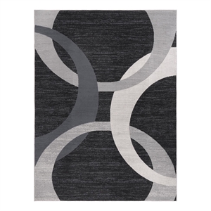 lela charcoal gray and black geometric polyester rug - 5'2
