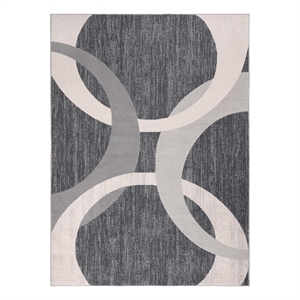 lela collection gray and ivory geometric polyester rug - 7'6