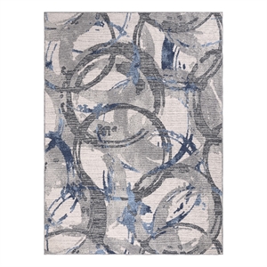lela collection gray and blue geometric circles polyester rug - 7'6