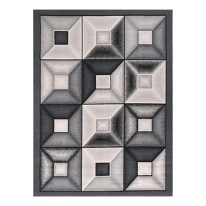 lela collection ivory and charcoal gray geometric polyester rug - 5'2