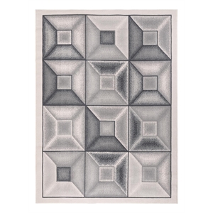 lela collection ivory and gray geometric polyester rug - 5'2