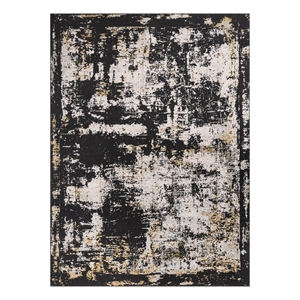 lela collection ivory/black/gold abstract polyester rug - 5'2