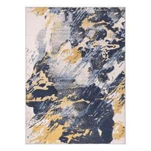 lela collection beige/gray/blue/gold abstract polyester rug - 5'2
