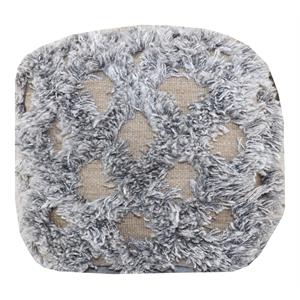 Emma 18&quot Comfort Farmhouse Fabric Pouf in Natural/ Elegant Taupe