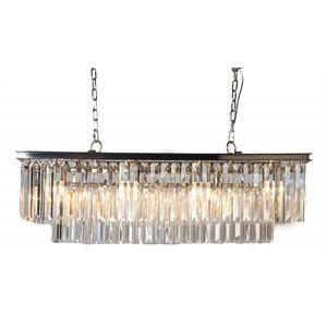 Moti Lighting Chloe Pendant Fixture with Clear Glass Crystals in Antique Black