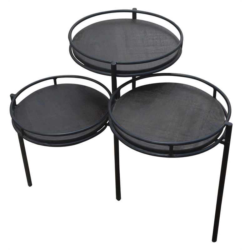 Anaheim Indira Foldable Planter Stand in Modern Black on Solid Wood
