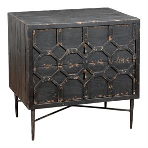 Moti Aliso 20&quot Samara 2-Drawer Mid-Century Wood Nightstand in Antique Black