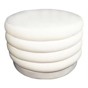 Thor 31&quot Round Large Modern Velvet Ottoman in Dove White