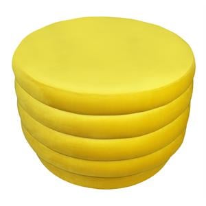 Thor 31&quot Round Large Modern Velvet Ottoman in Daffodil Yellow