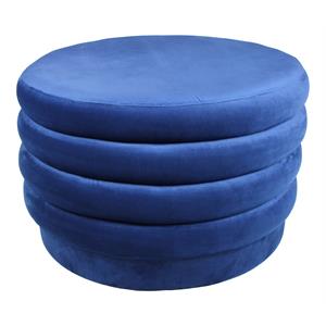 Thor 31&quot Round Large Modern Velvet Ottoman in Deep Ocean Blue