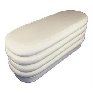 Thor 44&quot Oval Modern Velvet Fabric Ottoman in Dove White