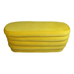 Thor 44&quot Oval Modern Velvet Fabric Ottoman in Daffodil Yellow