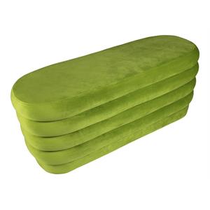 Thor 44&quot Oval Modern Velvet Fabric Ottoman in Fern Green
