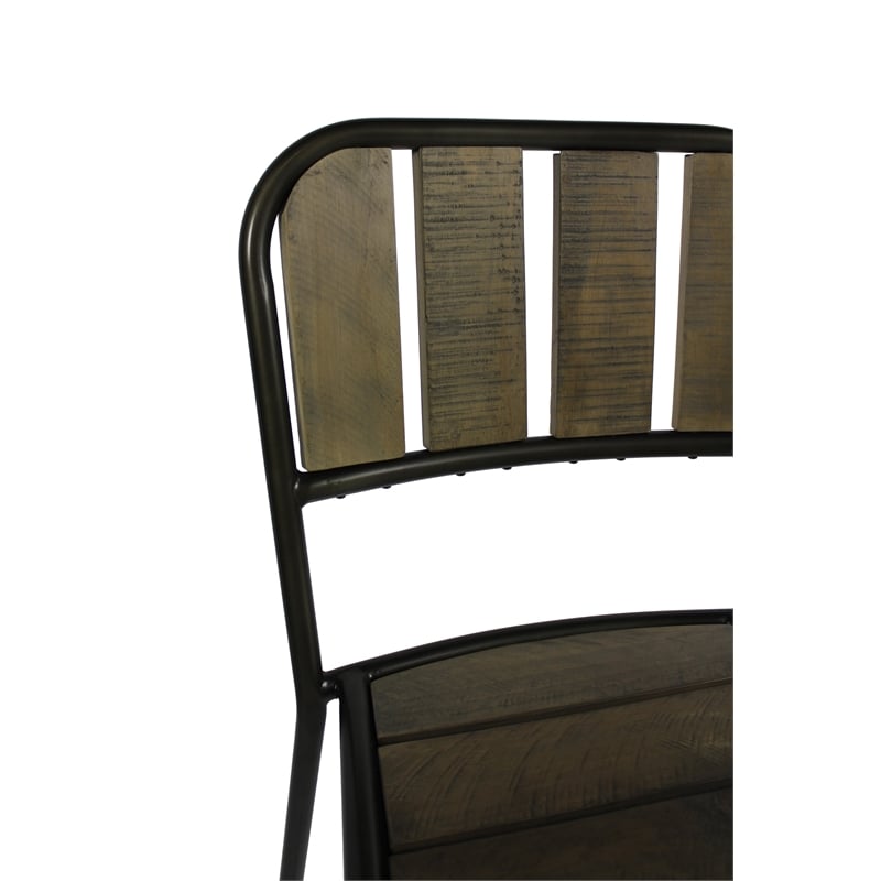 Cole Reclaimed Solid Wood Counter Chair in Brown with Black Metal Frame