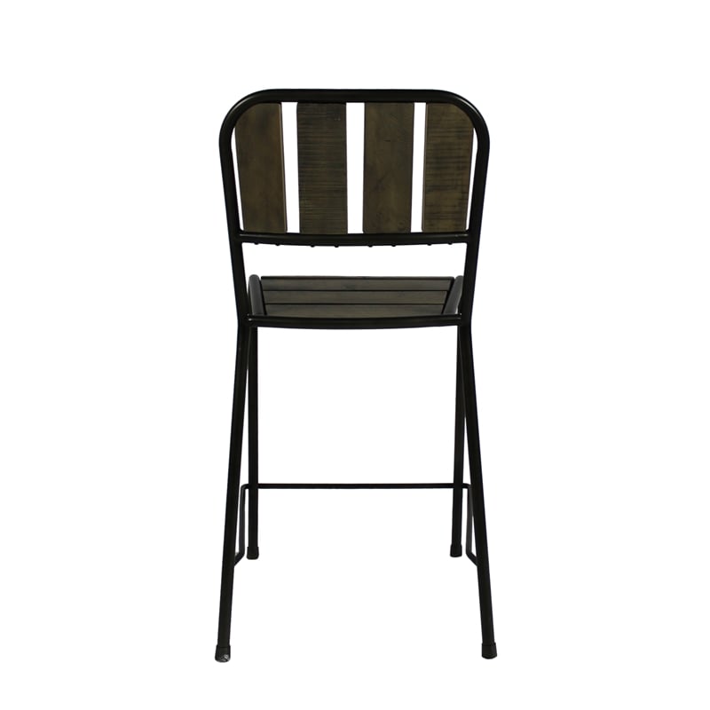 Cole Reclaimed Solid Wood Counter Chair in Brown with Black Metal Frame