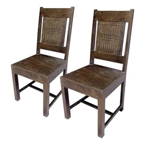 Sarah 18&quot Traditional Mango Solid Wood Dining Chair in Antique Brown - Set of 2