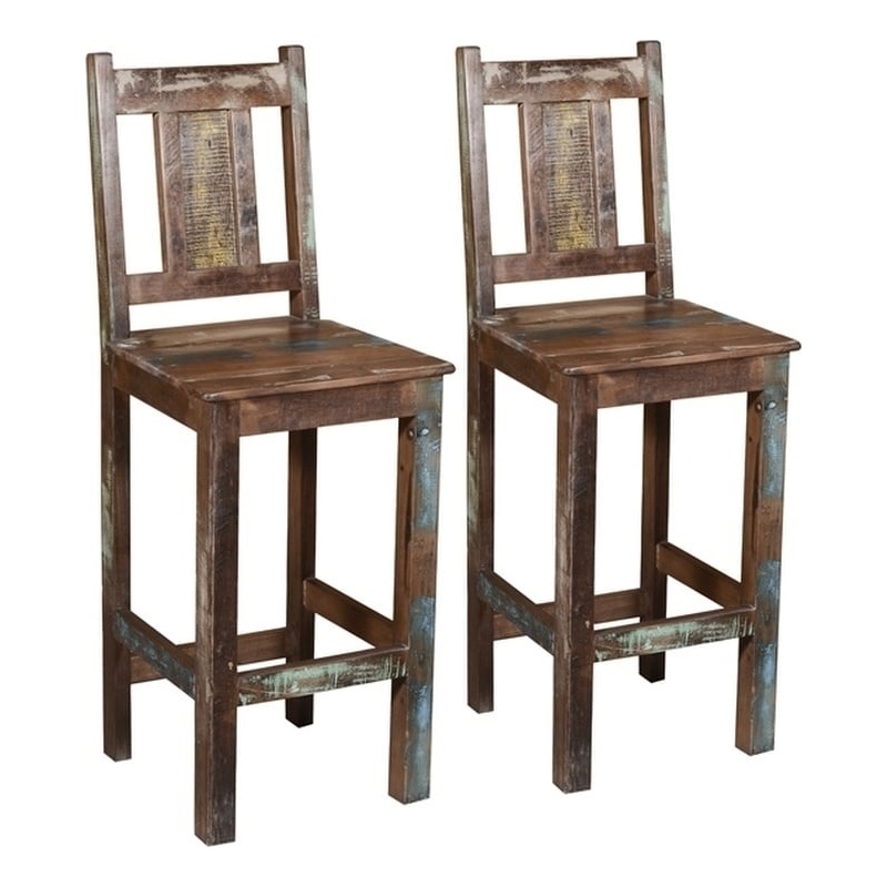 Trinidad Hand-Crafted Bar Chairs in Multi-Color Finish on Solid Wood (Set of 2)