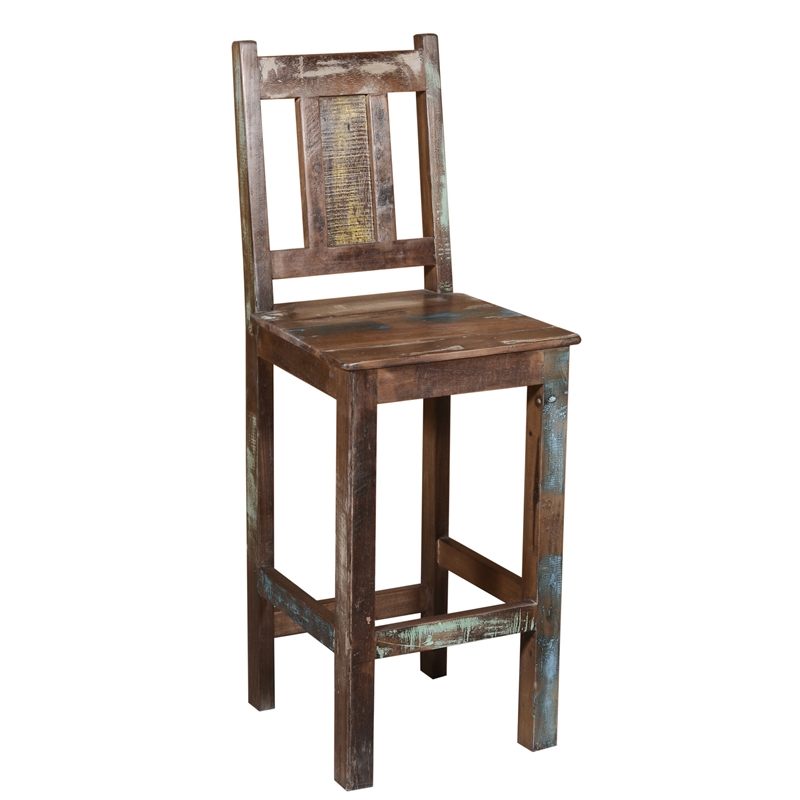 Trinidad Hand-Crafted Bar Chairs in Multi-Color Finish on Solid Wood (Set of 2)