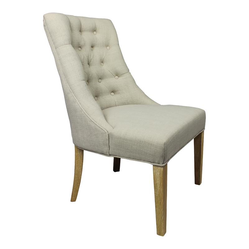 Moti Upholstery Blythe Fabric Upholstered Side Chair in Beige with Wooden Legs
