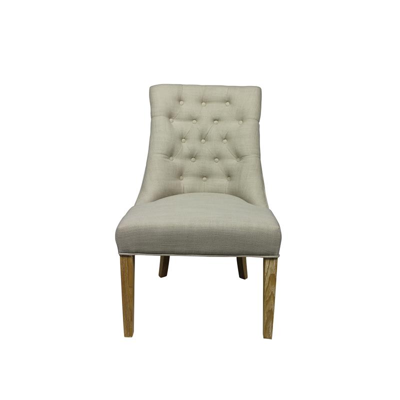 Moti Upholstery Blythe Fabric Upholstered Side Chair in Beige with Wooden Legs