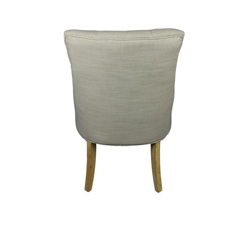 Moti Upholstery Blythe Fabric Upholstered Side Chair in Beige with Wooden Legs