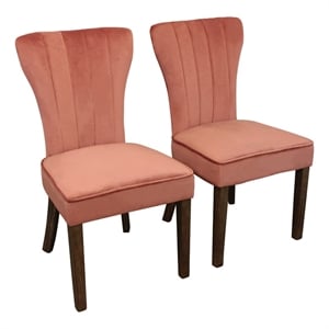 Cleo 21&quot Modern Fabric/Solid Wood Side Chairs in Blush Red Set of 2