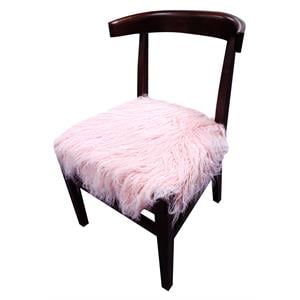 Moti Upholstery Aaron 21&quot Mid-Century Faux Fur & Solid Wood Accent Chair in Pink