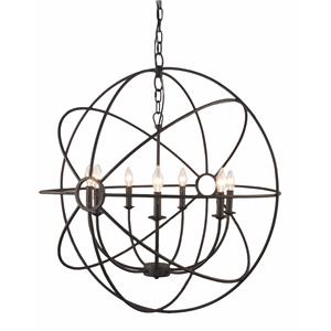 moti lighting bella 7-light mid-century iron metal globe pendant in brown
