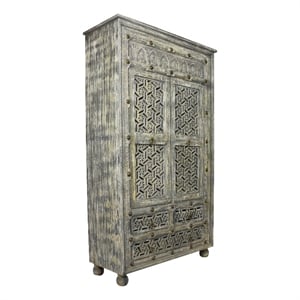 Moti Carter 42&quot 2-Door and 3-Drawer Traditional Solid Wood Armoire in Aged Gray