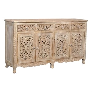 Moti Carter 66&quot 4-Door and 4-Drawer Traditional Solid Wood Buffet in White Oak