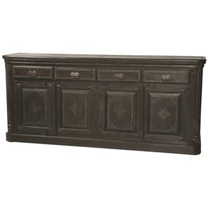 Moti Pendleton 82&quot 4-drawer/4-Door Traditional Wood Pillar Sideboard in Black