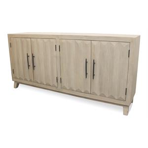 Bayside Vertical 74&quot 4-Door Hand-Crafted Farmhouse Solid Wood Sideboard in Ivory