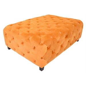 Moti Upholstery 40&quot Modern Velvet Tufted Cocktail Table in Orange