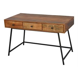 anaheim student desk in mid-century natural finish on solid wood with metal base