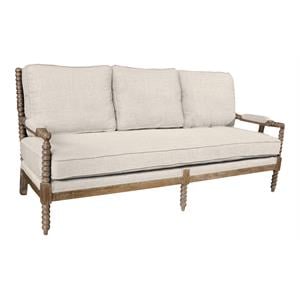 Moti Upholstery Wyndham 75&quot Solid Wood Sofa Upholstered in Ivory Linen Fabric