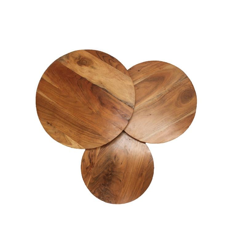 Moti Edna 35 Multi Level Mid Century Solid Wood Coffee Table in Natural
