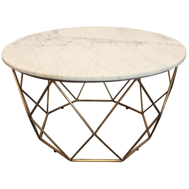 Motz Round Marble Top Cocktail Table in White