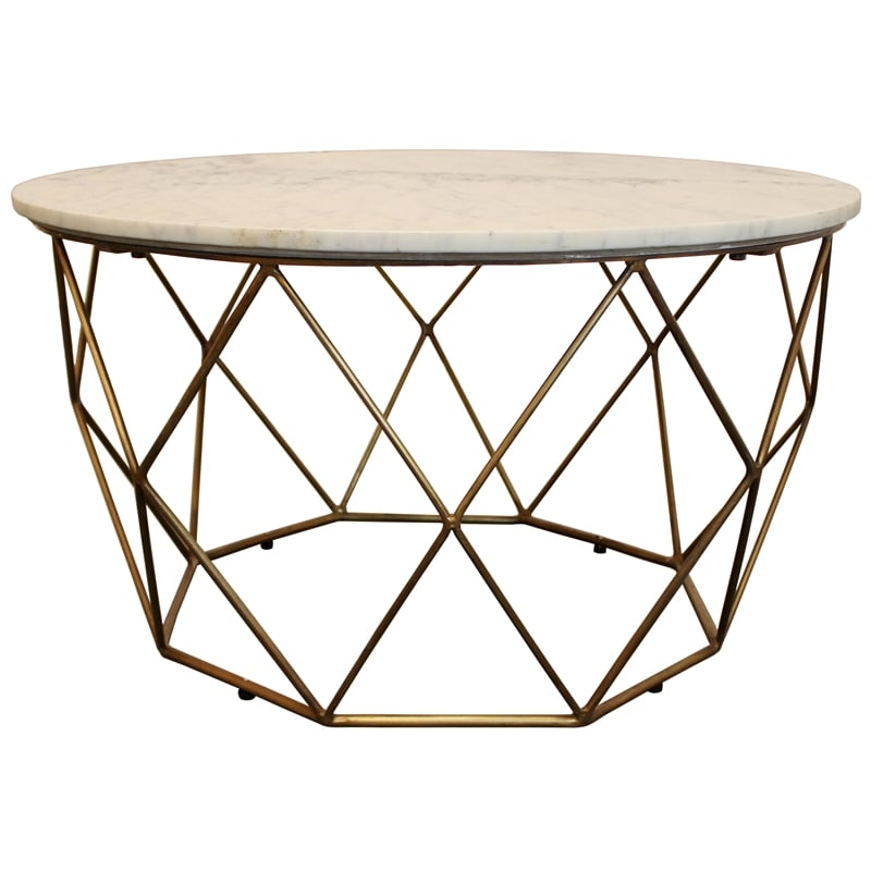 Motz Round Marble Top Cocktail Table in White Cymax Business