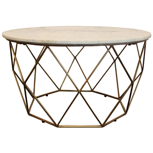 Motz Round Marble Top Cocktail Table in White