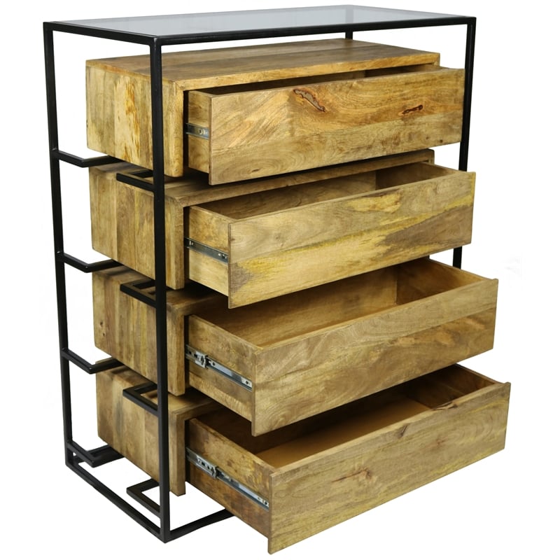 Redondo Tatum Solid Wood 4 Drawer Chest in Natural