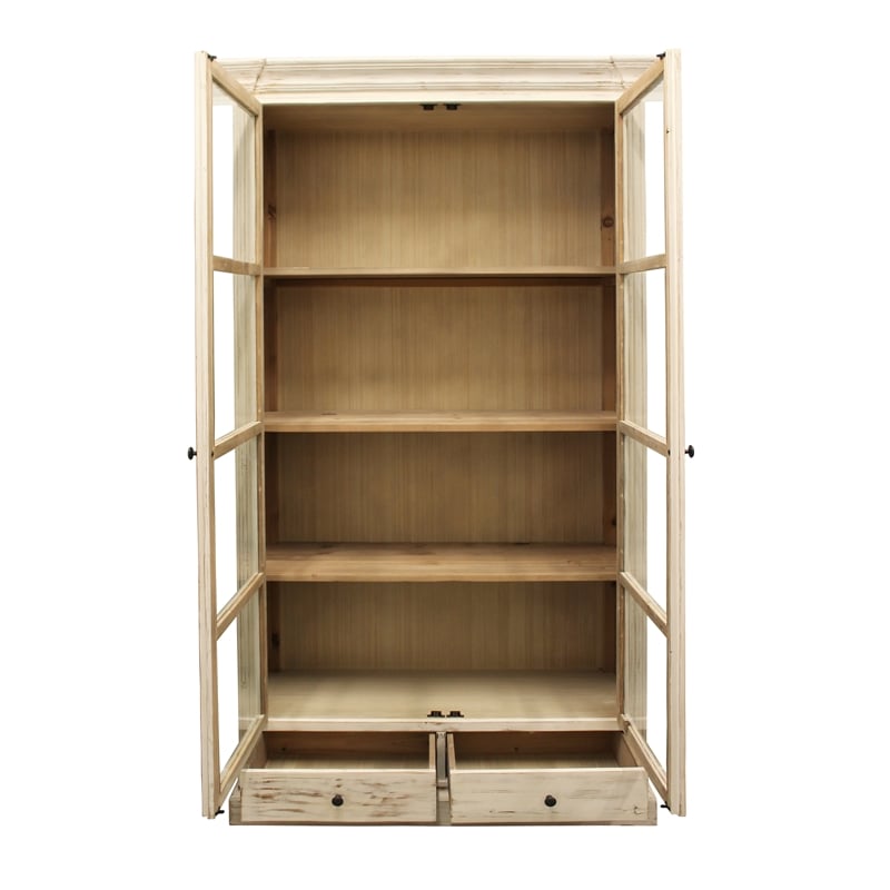 Manhattan Beach Padawan Solid Wood 2-Door 2-Drawer Cabinet in Antique White