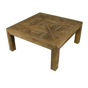 Manhattan Beach Clifton Solid Wood Square Cocktail Table in Brown