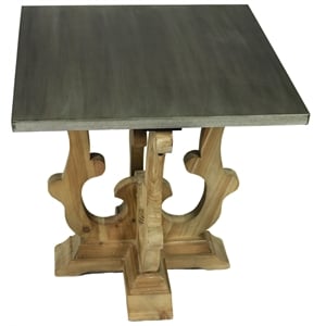 Manhattan Beach Arch Solid Wood End Table in Natural with Zinc Top